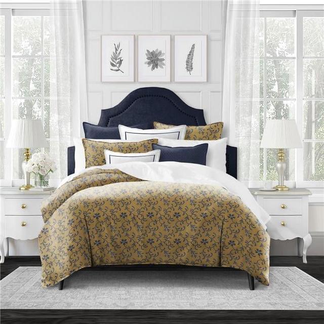Ali Navy Brass Full & Double Size Comforter & 2 Pillow Shams Set - 5 Piece