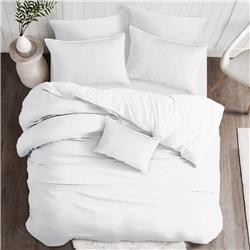 SUT-ADR-WHI-DCV-CK-3PC Sutton Duvet Cover & 2 Pillow Shams Set&#44; White - California King Size - 3 Piece