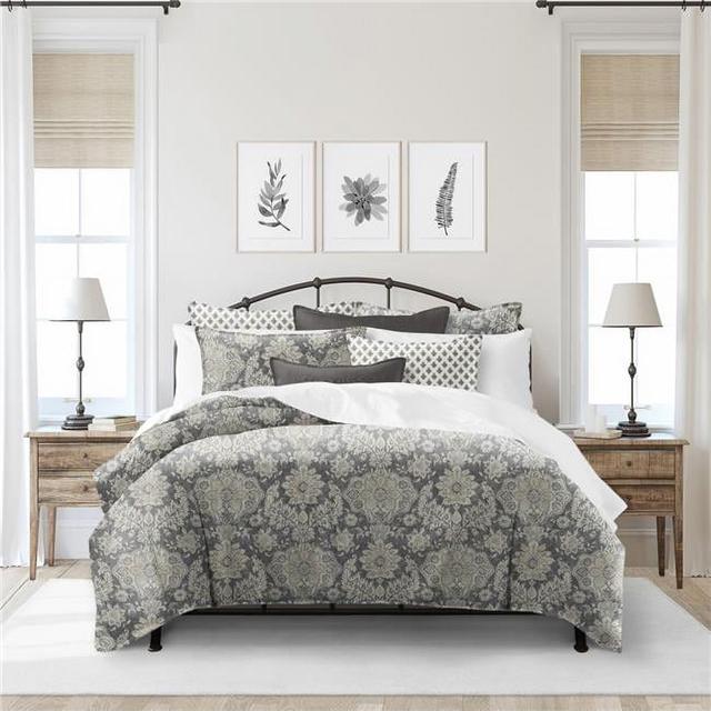 Osha Duvet Cover & 2 Pillow Shams Set&#44; Mocha & Charcoal - King Size - 3 Piece