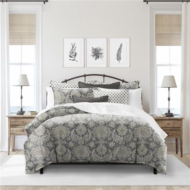 Osha Coverlet & 2 Pillow Shams Set&#44; Mocha & Charcoal - Full & Double Size - 3 Piece