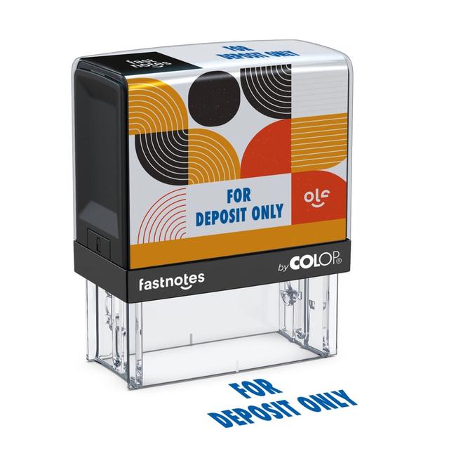 168989  Fastnotes, FOR DEPOSIT ONLY, blue
