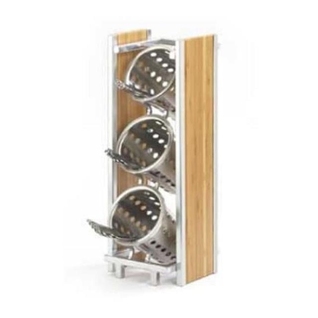 Eco Modern Bamboo 3-Tier Cylinder Holder - 6.5 x 8 x 17 in.