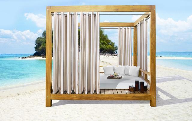50 x 84 in. Seascapes Stripes Light Filtering Grommet Outdoor Panel&#44; Linen