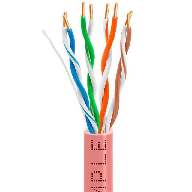 Cat5e Riser CMR 1000 ft. 24 AWG Unshielded Twisted Pair UTP Solid Bare Copper & ETL Listed 350 MHz Ethernet PVC Cable&#44; Pink - Set of 8