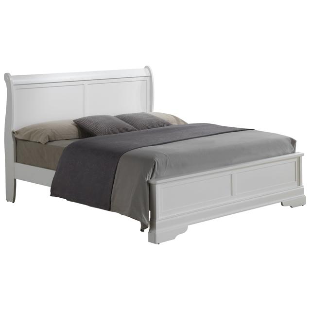 44 x 87 x 67 in. Louis Philippe Panel Bed, White - Queen Size