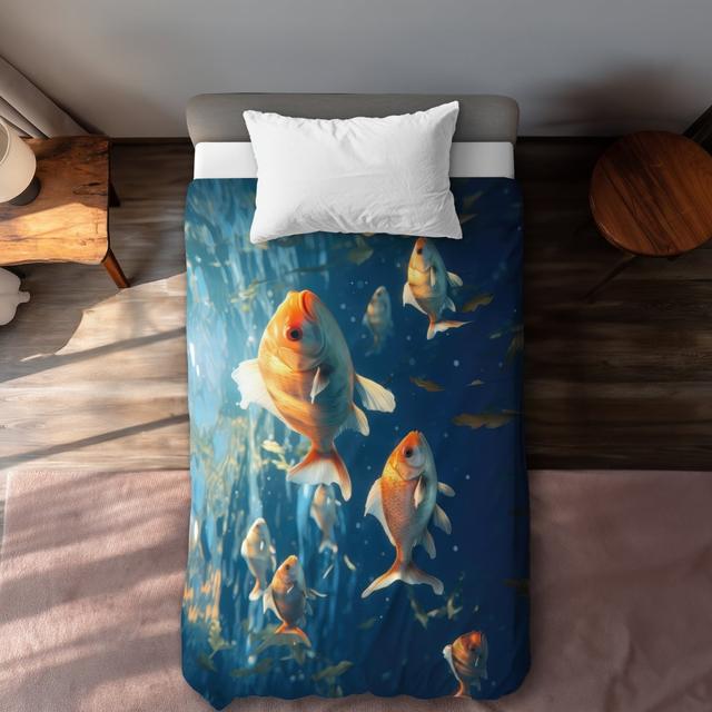 C1DCTSW0PZ85X0 Free Flow Blue Twin Size Duvet Cover - Stylish Home Decor Accent