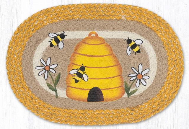 48-9-101B 13 x 19 in. Beehive Braided Oval Placemat&#44; Multi Color