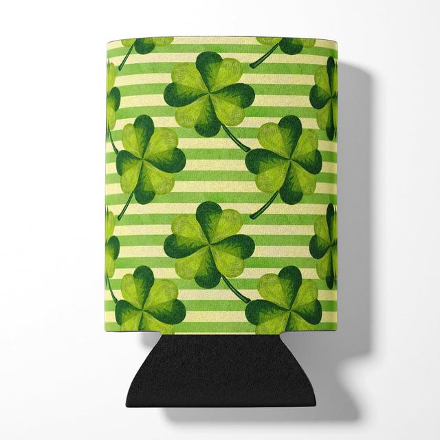BB7557CC Watercolor Shamrock Stripes Can or Bottle Hugger