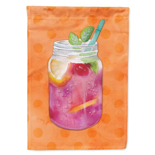 BB8253GF Mason Jar Cocktail Orange Polkadot Flag, Garden Size
