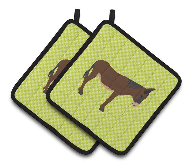 Zamorano-Leones Donkey Green Pair of Pot Holders - Green