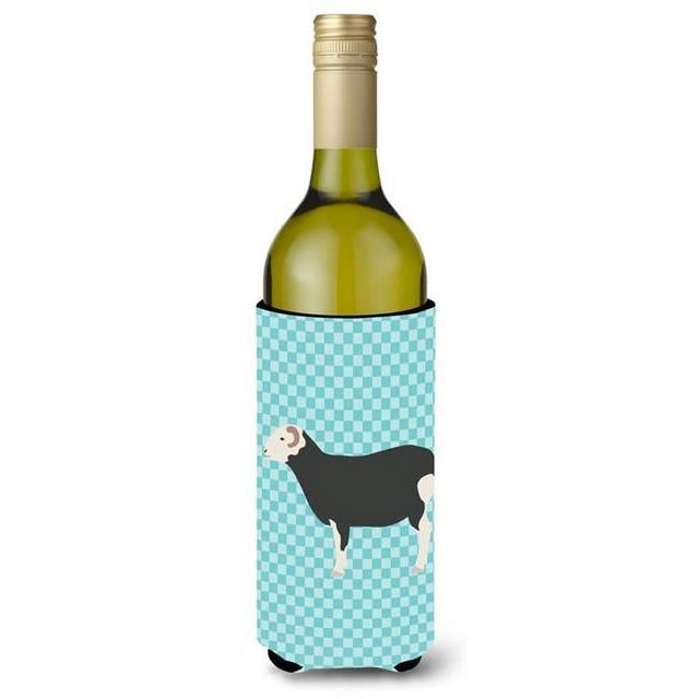 BB8144LITERK Herwick Sheep Blue Check Wine Bottle Beverge Insulator Hugger