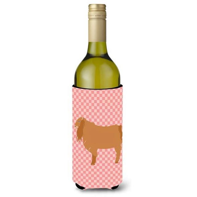 American Lamancha Goat Pink Check Wine Bottle Beverge Insulator Hugger