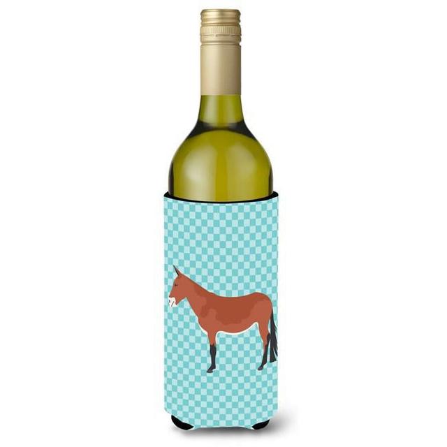 Mule Blue Check Wine Bottle Beverge Insulator Hugger