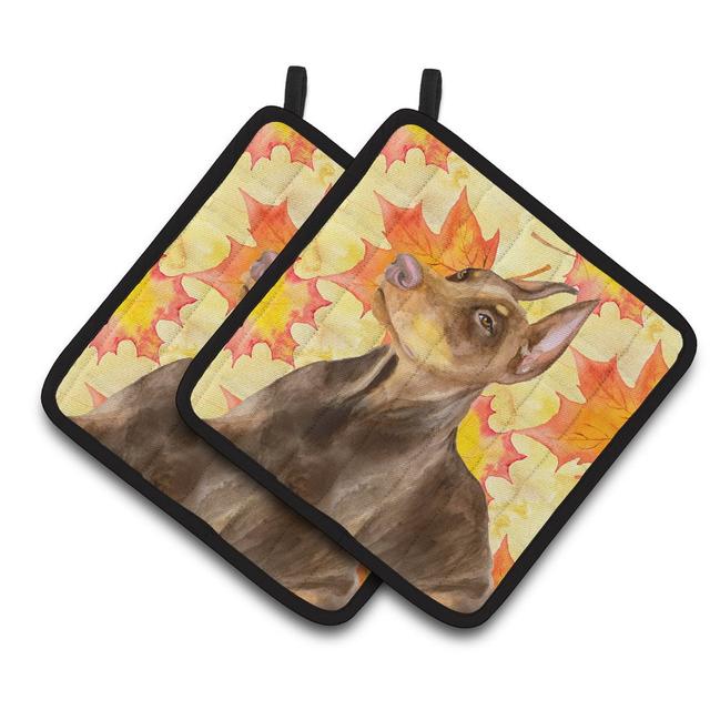 Doberman Pinscher Fall Pair of Pot Holders