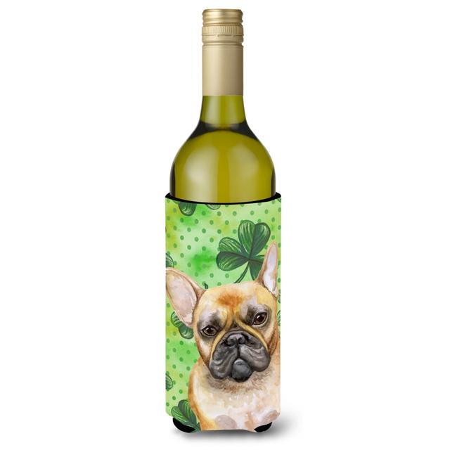 BB9862LITERK French Bulldog St. Patricks Wine Bottle Beverge Insulator Hugger