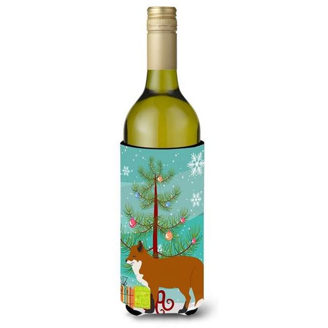 BB9243LITERK Red Fox Christmas Wine Bottle Beverge Insulator Hugger