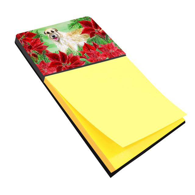 CK1318SN Irish Wolfhound Poinsettas Sticky Note Holder
