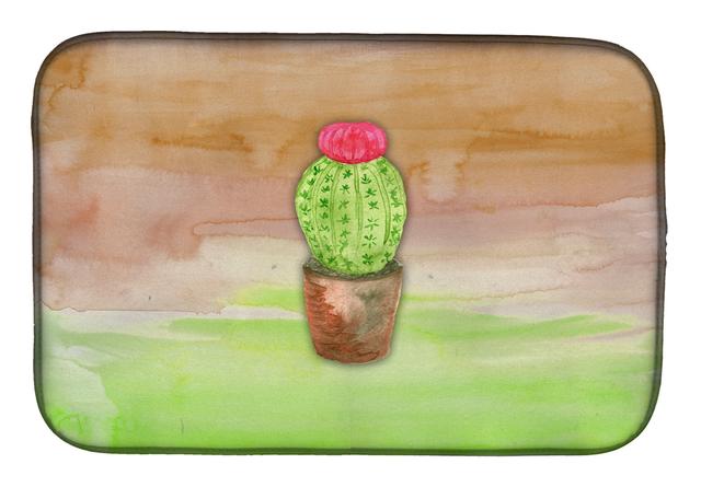 Cactus Green & Brown Watercolor Dish Drying Mat