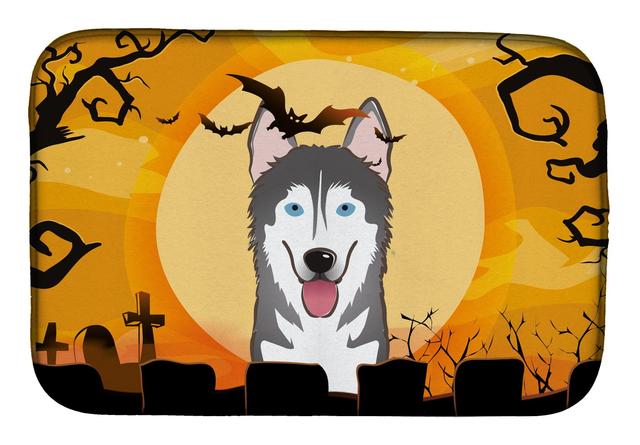 Halloween Alaskan Malamute Dish Drying Mat
