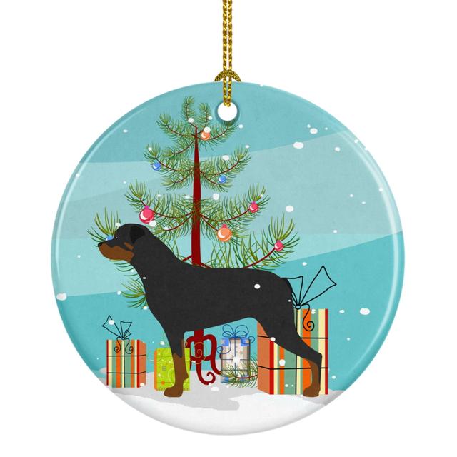 Rottweiler Merry Christmas Tree Ceramic Ornament