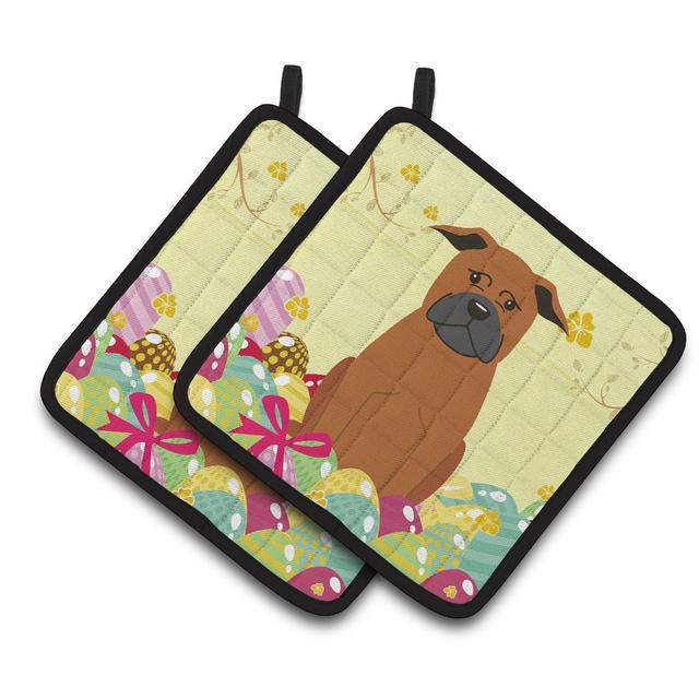 Easter Eggs Chinese Chongqing Dog Pair of Pot Holders