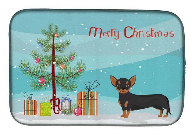 Black & Tan Chiweenie Christmas Tree Dish Drying Mat