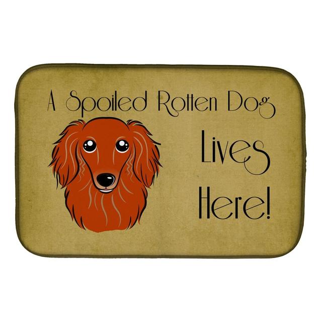 BB1462DDM Longhair Red Dachshund Spoiled Dog Lives Here Dish Drying Mat