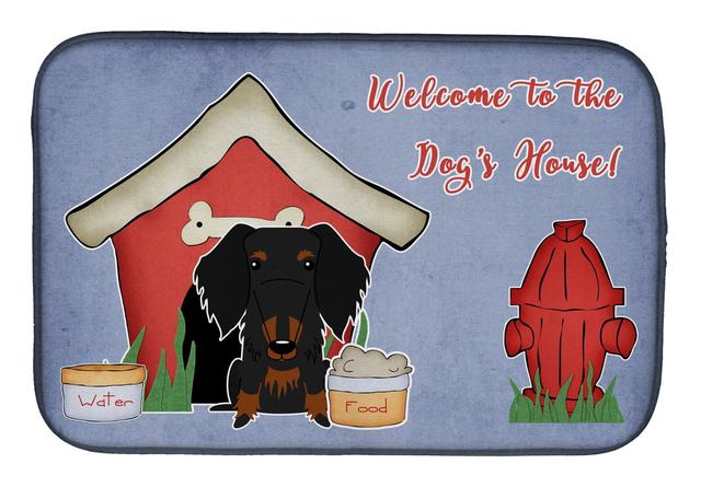 Dog House Collection Wire Haired Dachshund Black Tan Dish Drying Mat