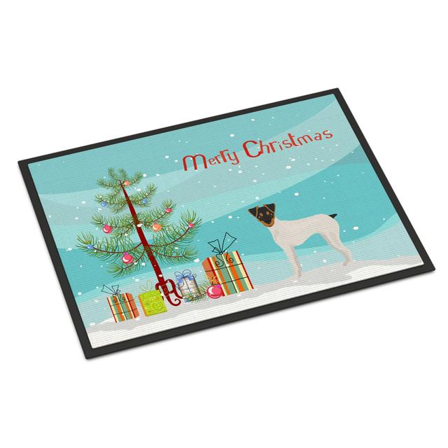 24 x 36 in. Japanese Terrier Christmas Tree Indoor or Outdoor Mat