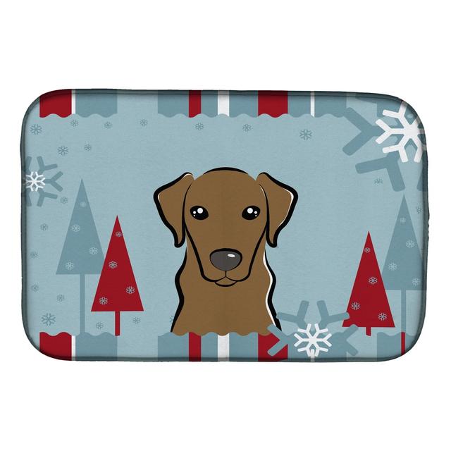 BB1730DDM Winter Holiday Chocolate Labrador Dish Drying Mat