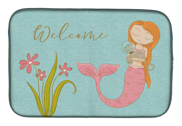 BB8548DDM Mermaid With Cat Welcome Dish Drying Mat