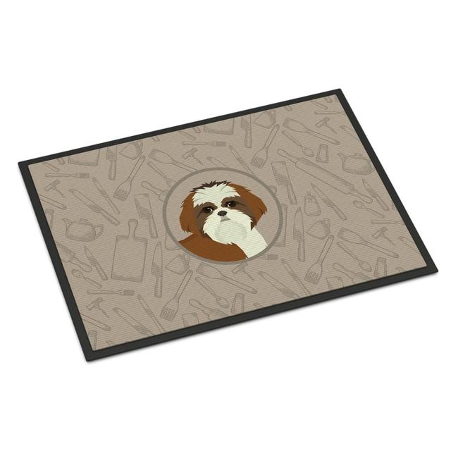 24 x 36 in. Shih Tzu in the Kitchen Indoor or Outdoor Mat