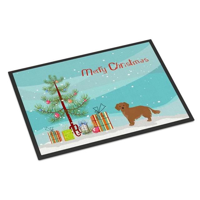 24 x 36 in. Small Greek Domestic Dog Kokoni Christmas Tree Indoor or Outdoor Mat