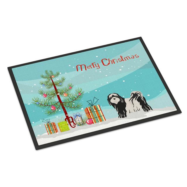 24 x 36 in. Tibetan Terrier Christmas Tree Indoor or Outdoor Mat