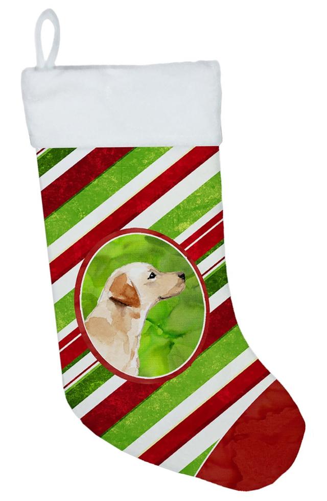 CK4067CS Christmas Snowflakes Labrador Retriever Yellow Christmas Stocking