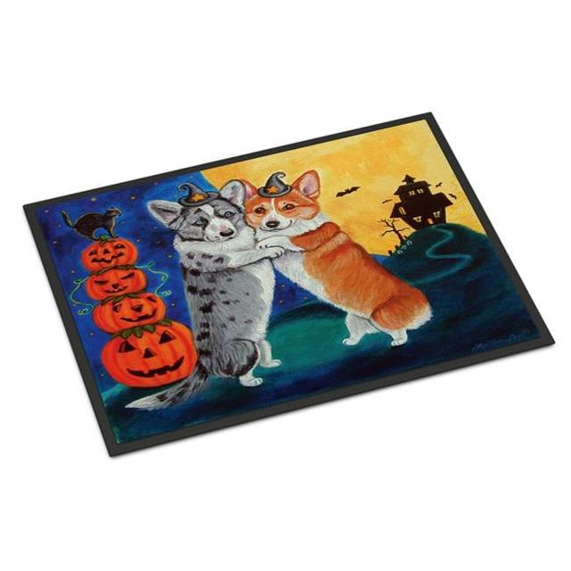 24 x 36 in. Corgi Halloween Scare Indoor or Outdoor Mat