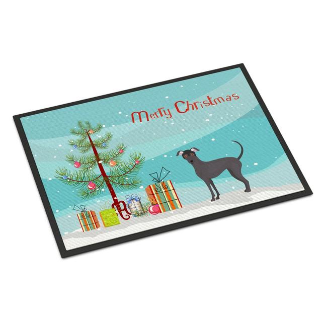 18 x 27 in. Argentine Pila Dog Christmas Tree Indoor or Outdoor Mat