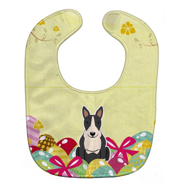 Easter Eggs Bull Terrier Black & White Baby Bib
