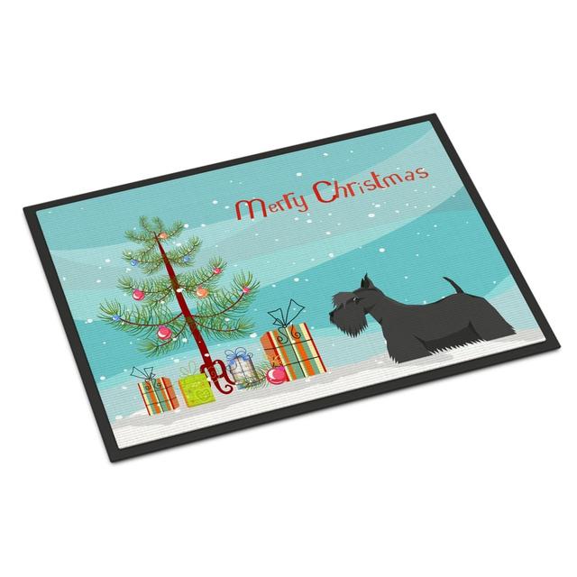 18 x 27 in. Scottish Terrier Christmas Tree Indoor or Outdoor Mat