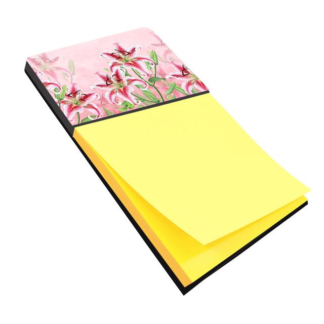 BB7446SN Pink Lillies Sticky Note Holder
