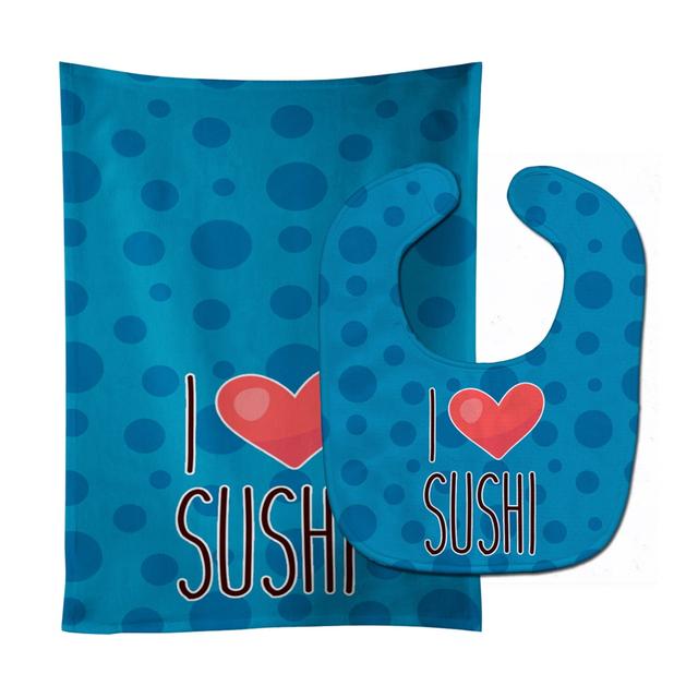 I Love Sushi Baby Bib & Burp Cloth
