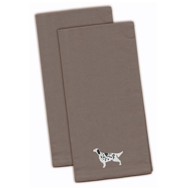 English Setter Gray Embroidered Kitchen Towel - Set of 2