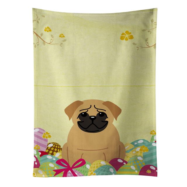 Easter Eggs Pug Brown Kitchen Towel