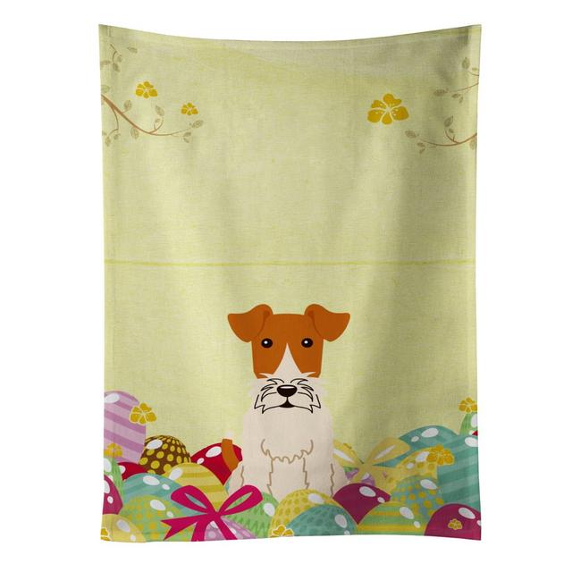 Easter Eggs Wire Fox Terrier Kitchen Towel