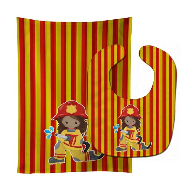 Fireman Girl Baby Bib & Burp Cloth
