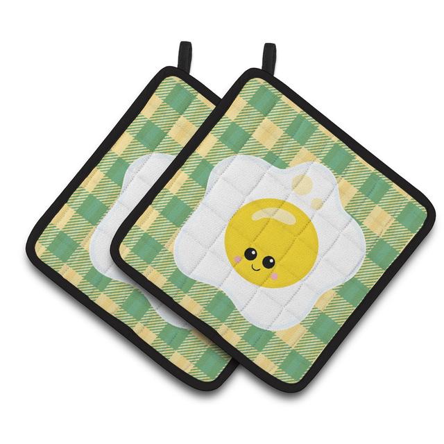 Fried Egg Face Pair of Pot Holders
