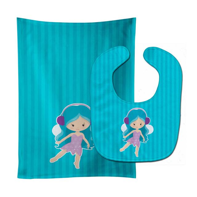 Blue Haired Fairy Baby Bib & Burp Cloth
