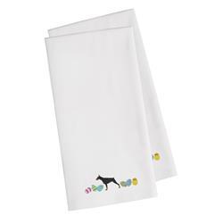 Doberman Pinscher Easter White Embroidered Kitchen Towel - Set of 2