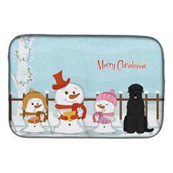 Merry Christmas Carolers Black Russian Terrier Dish Drying Mat