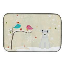 BB2525DDM Christmas Presents Between Friends Miniature Schanuzer White Dish Drying Mat